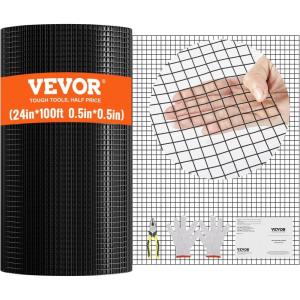 imageVEVOR Hardware Cloth 48 x 50 12inch Galvanized Wire Mesh Roll 19 Gauge Chicken Wire Fence Roll Vinyl Coating Metal Wire Mesh for Chicken Coop Barrier Rabbit Snake Fences Poultry Enclosures12inch 24 x 100