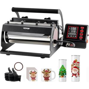 imageVEVOR Heat Press Machine 12 x 15 inch 5 in 1 Heat Transfer Machine with 30 oz Tumbler Press 360 Swing Away TShirt Pressing Digital Precise Control for TShirtsMugsHatsPlates GreenBlack30oz