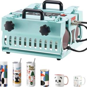 imageVEVOR Heat Press Machine 12 x 15 inch 5 in 1 Heat Transfer Machine with 30 oz Tumbler Press 360 Swing Away TShirt Pressing Digital Precise Control for TShirtsMugsHatsPlates GreenGreen Double Station