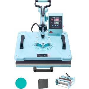 imageVEVOR Heat Press Machine 12 x 15 inch 5 in 1 Heat Transfer Machine with 30 oz Tumbler Press 360 Swing Away TShirt Pressing Digital Precise Control for TShirtsMugsHatsPlates Green5in112x1530OZGreen