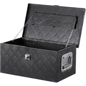 imageVEVOR Heavy Duty Aluminum Truck Bed Tool Box Diamond Plate Tool Box with Side Handle and Lock Keys Storage Tool Box Chest Box Organizer for Pickup Truck Bed RV Trailer 30quotx13quotx96quot SilverBlack