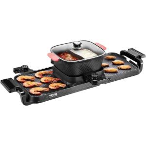 imageVEVOR Hot Pot with Grill 1800W 2in1 Electric Smokeless Grill and Hot Pot Korean BBQ Shabu Shabu Hotpot with Separate Dual Temperature Control Nonstick Pan for 28 People Family Dining2300W 2in1