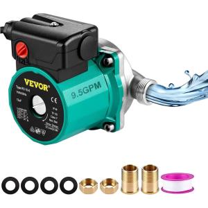 imageVEVOR Hot Water Recirculating Pump with Bypass Valve Instant Recirculation Pump Kit with Timer Adapter Circulation Circulator System Stainless Steel Head 013 HP 110120V for Tank Water HeatersStainless Steel Head with 3Speed Control  green