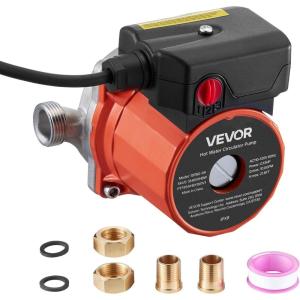 imageVEVOR Hot Water Recirculating Pump with Bypass Valve Instant Recirculation Pump Kit with Timer Adapter Circulation Circulator System Stainless Steel Head 013 HP 110120V for Tank Water HeatersStainless Steel Head with 3Speed Control  orange