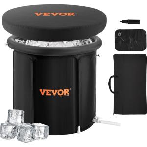 imageVEVOR Ice Bath Tub Cold Water Therapy Plunge Tub for Athletes Portable Outdoor Ice Barrel Plunge Pool for Recovery 90 Gal Inflatable Folding Bathtub with Cover Home Ice Pod 32quotLx30quotHL90 Gal
