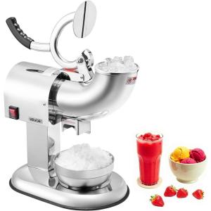 imageVEVOR Ice Crusher Machine 440lbs Per Hour Electric 4 Blades Snow Cone Maker All Stainless Steel Shaved Ice Machine with Bowl and Cover 350W 1400RPM IceShaver for Home and Commercial Use SilverSilver