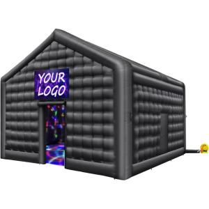 imageVEVOR Inflatable Nightclub 177 x 164 x 139 Ft Blow up Party Tent with Disco Lights ampamp 680W Blower Large Inflatable Night Club Tent for Adults Inflatable House Air Cube for Wedding Birthday BlackBlack