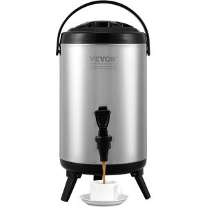 imageVEVOR Insulated Beverage Dispenser 5 Gal19L Hot and Cold Beverage Server with Spigot ampamp Handle FoodGrade Thermal Drink Dispenser Cooler for Tea Coffee Water in Cafes ampamp Restaurants 2 Pack Black2 Gal 76 L