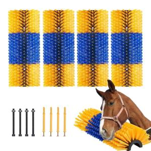 imageVEVOR Livestock Scratching Brush 2 Pcs Horse Brush with 4 Screws 171 x 75 in Cow Scratcher for Back Itch Relief ampamp Keep Cleaning Grooming ampamp Scratching Post Brush for Horse Pig Cattle Supplies4PC