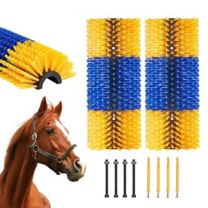 imageVEVOR Livestock Scratching Brush 2 Pcs Horse Brush with 4 Screws 171 x 75 in Cow Scratcher for Back Itch Relief ampamp Keep Cleaning Grooming ampamp Scratching Post Brush for Horse Pig Cattle Supplies2PC