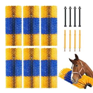 imageVEVOR Livestock Scratching Brush 2 Pcs Horse Brush with 4 Screws 171 x 75 in Cow Scratcher for Back Itch Relief ampamp Keep Cleaning Grooming ampamp Scratching Post Brush for Horse Pig Cattle Supplies6PC