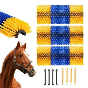 imageVEVOR Livestock Scratching Brush 2 Pcs Horse Brush with 4 Screws 171 x 75 in Cow Scratcher for Back Itch Relief ampamp Keep Cleaning Grooming ampamp Scratching Post Brush for Horse Pig Cattle Supplies3PC