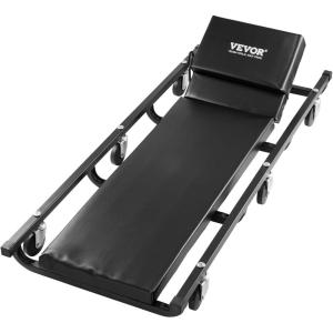 imageVEVOR Mechanic Garage Creeper 44Inch 300 lbs Capacity Automotive Rolling Creeper with 6 Casters Adjustable Cushioned Headrest Tool Tray Heavy Duty Steel Frame for Garages Repair Shops and DIY40 inch