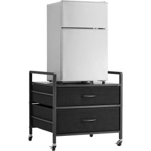 imageVEVOR Mini Fridge Stand with Storage 198 lbs Mini Fridge Table with Movable Storage Cart ampamp Swivel Wheels Beverage Refrigerator Stand for Coffee Bar Mini Fridge Organizer for Home Dorm Light BrownBlack