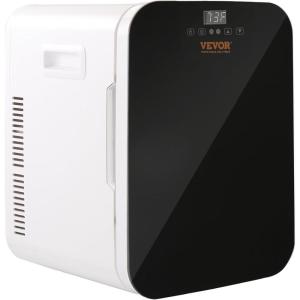 imageVEVOR Mini Fridge for Bedroom 20L Skincare Fridge with Touch Screen Temper Control Outage Memory Small Beverage Refrigerator for Makeup Drink Food ACDC Cooler Heater for Office Dorm Car BlackGlossy Black