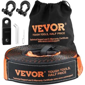 imageVEVOR OffRoad Recovery Kit 3quot x 30 Tow Straps Heavy Duty with Hooks 30000 lbs Winch Strap Kit 44092 lbs DRing Shackles Shackle Receiver Snatch Block Pulley Gloves Storage Bag for ATV Jeep5piece set