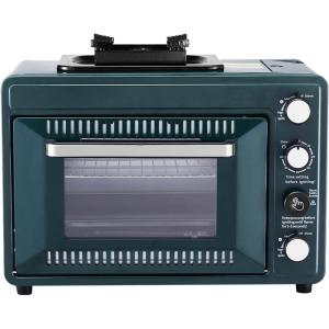 imageVEVOR Outdoor Camping Oven 2in1 Portable Gas Camping Stove Oven Combo Adjustable Fire 60Minute Timer Windproof for Camping Backyard Picnic Outdoor Cooking Universal Butane Canister Compatible25L