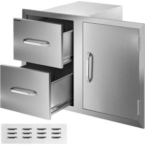 imageVEVOR Outdoor Kitchen Door Drawer Combo 325quot W x 216quot H x 205quotD Access DoorDouble Drawers with Paper Towel Rack Stainless Steel Handles for BBQ Islands
