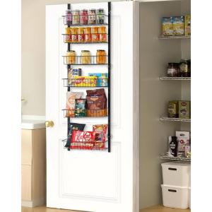 imageVEVOR Over the Door Pantry Organizer 8Tier Pantry Organization and Storage HeavyDuty Steel Hanging Spice Rack Adjustable Wall Seasoning Shelves for Home Kitchen Laundry Room Bathroom BlackBlack
