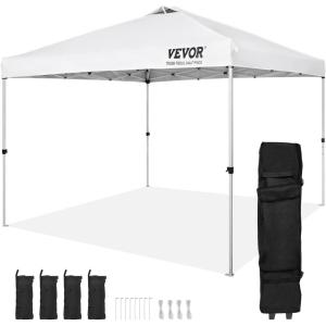 imageVEVOR Patio Gazebo for 68 Person 10 x 10 FT Backyard Gazebo with Mosquito Netting Metal Frame and PU Coated 180G Polyester Outdoor Canopy Shelter for Patio Backyard Lawn Garden DeckWhite