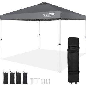 imageVEVOR Patio Gazebo for 68 Person 10 x 10 FT Backyard Gazebo with Mosquito Netting Metal Frame and PU Coated 180G Polyester Outdoor Canopy Shelter for Patio Backyard Lawn Garden DeckDark Gray