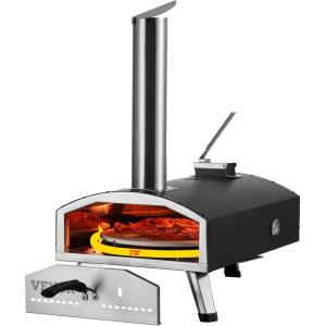 imageVEVOR Pellet Pizza Oven 12inch Outdoor Pizza Oven with Rotate Pizza Stone Portable Wood Fired Pizza Maker with Builtin Thermometer Ideal for Outside Camping ampamp Backyard Patio Black