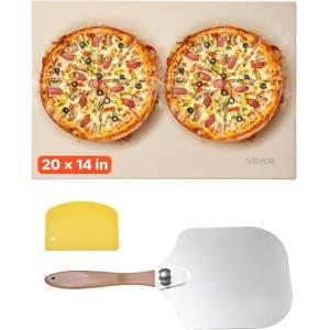 imageVEVOR Pizza Stone 20 x 14 x 067 in Rectangular Pizza Stone Extra Large BakingStone with Scraper 1450 HeatResistant Cordierite for Oven BBQ Griller Baking Bread ampamp Pizza20x14x06Inch with Peel