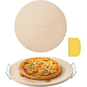 imageVEVOR Pizza Stone 20 x 14 x 067 in Rectangular Pizza Stone Extra Large BakingStone with Scraper 1450 HeatResistant Cordierite for Oven BBQ Griller Baking Bread ampamp Pizza16 Inch Round with Stand