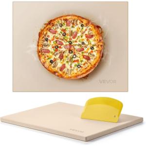 imageVEVOR Pizza Stone 20 x 14 x 067 in Rectangular Pizza Stone Extra Large BakingStone with Scraper 1450 HeatResistant Cordierite for Oven BBQ Griller Baking Bread ampamp Pizza15 x 12 x 06 Inch