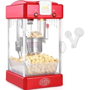 imageVEVOR Popcorn Maker 480W Popcorn Popper Machine 4 Oz Kettle Makes 15 Gallon per Batch Tabletop Popcorn Maker Includes 3 Scoops Movie Theater Style RedRed