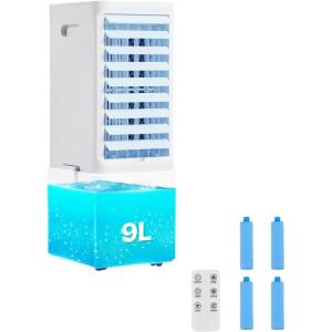 imageVEVOR Portable Air Conditioner 9L 550 CFM Swamp Cooler Air Conditioner with 12H Timer ampamp Remote Control 3Speed Evaporative Air Cooler with 2 Ice Boxes Quiet ampamp Movable Ideal for Outdoor Indoor Use