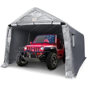 imageVEVOR Portable Shed Storage Shelter Outdoor 10x10x85 ft Heavy Duty Instant Storage Tent Tarp Sheds with Rollup Zipper Door and Ventilated Windows for Motorcycle Bike Garden ToolsGrey 10x15 FT