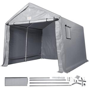 imageVEVOR Portable Shed Storage Shelter Outdoor 10x10x85 ft Heavy Duty Instant Storage Tent Tarp Sheds with Rollup Zipper Door and Ventilated Windows for Motorcycle Bike Garden ToolsGrey 7x12x736 FT