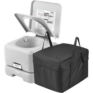 imageVEVOR Portable Toilet for Camping RV Toilet with Carry Bag 53 Gal Waste Tank ampamp 32 Gal Flush Tank PushButton Pressurized Flush Commode Leakproof and Odourless Travel Toilet for Camping Car32 gal