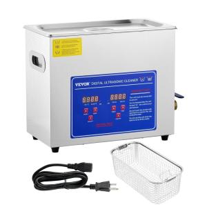 imageVEVOR Professional Ultrasonic Cleaner 10L25 Gal Easy to Use with Digital Timer ampamp Heater Stainless Steel Industrial Machine for Jewelry Dentures Small Parts 110V FCCCERoHS Certified6L