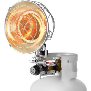 imageVEVOR Propane Tank Top Heater 30000 BTU Rapid Heating 180Degree Infrared Radiant Tank Top Gas Heater 3 Heat Settings for Ice FishingHuntingOutdoor Work Single Burner SquareRound  15000 BTU