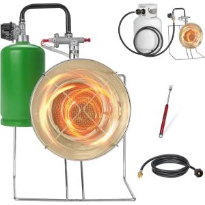 imageVEVOR Propane Tank Top Heater 30000 BTU Rapid Heating 180Degree Infrared Radiant Tank Top Gas Heater 3 Heat Settings for Ice FishingHuntingOutdoor Work Single Burner SquareRound  18000BTU  for 140 lb Tanks