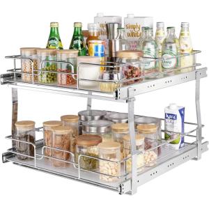 imageVEVOR Pull Out Cabinet Organizer 12quotW x 21quotD Heavy Duty Slide Out Pantry Shelves ChromePlated Steel Roll Out Drawers Sliding Drawer Storage for Home Inside Kitchen Cabinet Bathroom Under Sink20W x 21D