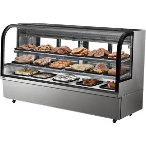 imageVEVOR Refrigerated Display Case 5 CuFt146L Countertop Pastry Display Case 2Tier Commercial Display Refrigerator with LED Lighting TURBO Cooling FrostFree AirCooling for BakeryDeli Case 32 CuFt