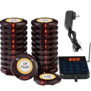 imageVEVOR Restaurant Pager System Wireless 500m Long Range Lineup Waiting Queue Signal Guest Customer Calling Beepers with Vibration ampamp Flashing 20 Buzzers for Food Truck Church Nursery Hospital