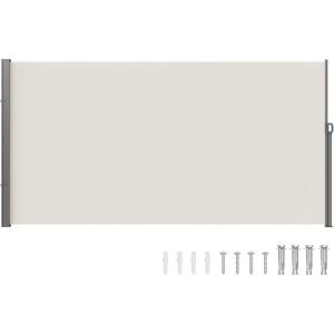 imageVEVOR Retractable Side Awning 71x 138 Outdoor Privacy Screen 180g Polyester WaterProof Retractable Patio Screen UV 30 Room Divider Wind Screen for Patio Backyard Balcony GrayBeige