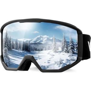imageVEVOR Ski Goggles Cylindrical Lens with Revo Coating OTG Anti fog Snow Goggles TPU Frame ampamp Ventilation StructureBlue