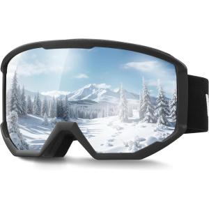 imageVEVOR Ski Goggles Cylindrical Lens with Revo Coating OTG Anti fog Snow Goggles TPU Frame ampamp Ventilation StructureOrange