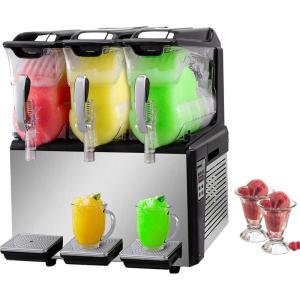 imageVEVOR Slush Frozen Drink Machine 10LX3 Tanks Commercial Slushy Machine 1250W Slush Drink Maker Perfect for Restaurants Cafes Bars