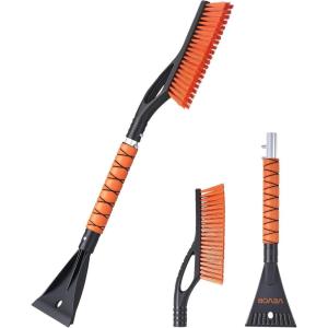 imageVEVOR Snow Brush and Ice Scrapers for Car Windshield 27inch Aluminum Snow Scraper Removal Tool with Foam Grip ampamp ScratchFree Bristles Detachable and EasytoCarry for Cars Trucks SUVs RVs
