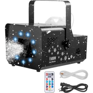 imageVEVOR Snow Machine 1500W Snow Maker Machine with 2 Remotes Control and 5L Large Capacity Water Tank High Output Snowflake Maker Stage Snow Effect for Christmas Halloween Wedding DJ PartiesBlack  1500wDMX512