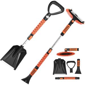 imageVEVOR Snow Shovel and Snow Brush 42 in Extendable Snows Broom ampamp Ice Scraper with 180 Pivoting Brush Head NonSlip Grip Portable Winter Snows Removal Tools for Cars Trucks SUVs Vehicle