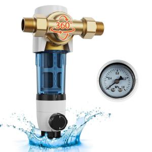 imageVEVOR Spin Down Sediment Filter 360 Mountable 4th Gen Backwash PreFiltration BiSide Scraper Flush 20 GPM Reusable Whole House Water Filter Pressure Gauge 34quot MNPTBackflush Filter