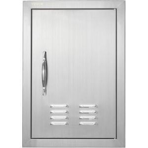 imageVEVOR Stainless Steel BBQ Access Door 24W x 17H Inch Single Vertical Wall Door with Handle and Vents for Outdoor Kitchen Grilling StationVents