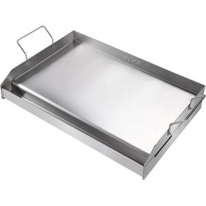 imageVEVOR Stainless Steel Griddle 235quotx16quot PreSeasoned Stove Top Griddle Rectangular Double Burner Griddle Pan NonStick Family Pan Cookware with Handles and Oil Groove for BBQ Gas Grills Silver